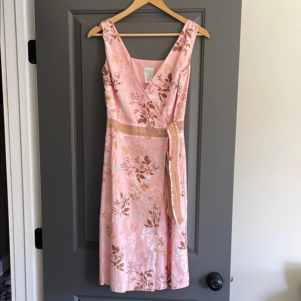 Garnet Hill Pink wrap Dress V-Neck Sleeveless